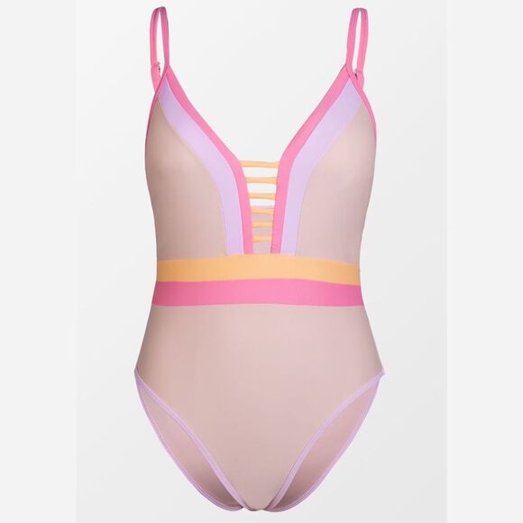NWT CUPSHE Kierra Color Block Strappy One Piece Swimsuit - Picture 2 of 5
